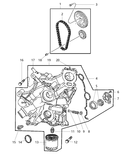 2005 Dodge Ram 1500  Chain-Timing Diagram for 5037059AA