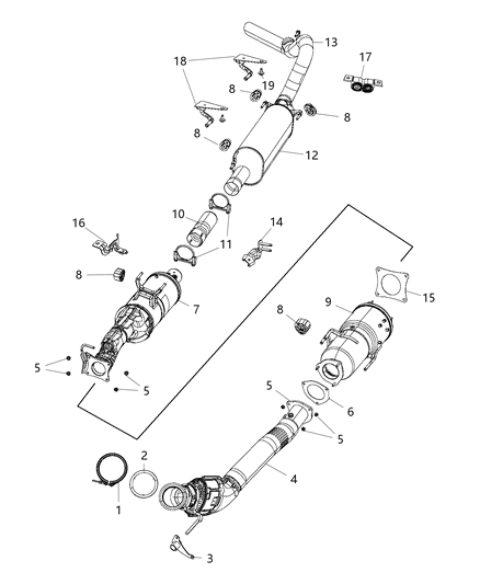 2018 Ram 2500  Front Exhaust Pipe Diagram for 68087104AH