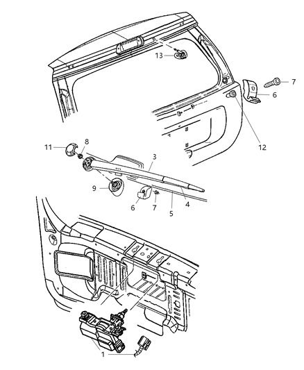 2005 Jeep Grand Cherokee  Blade-Rear Window WIPER Diagram for 5139835AA