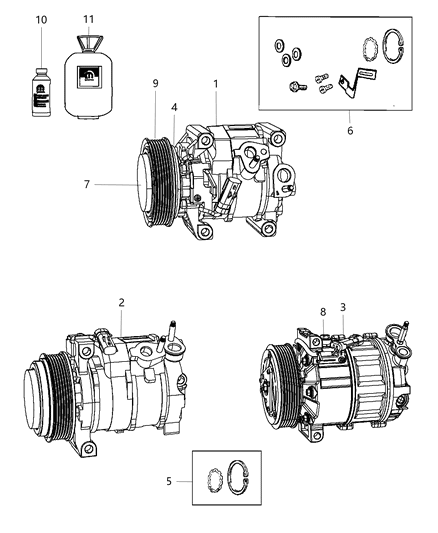 2012 Dodge Journey  PULLY Kit-A/C Compressor Diagram for 68087441AA