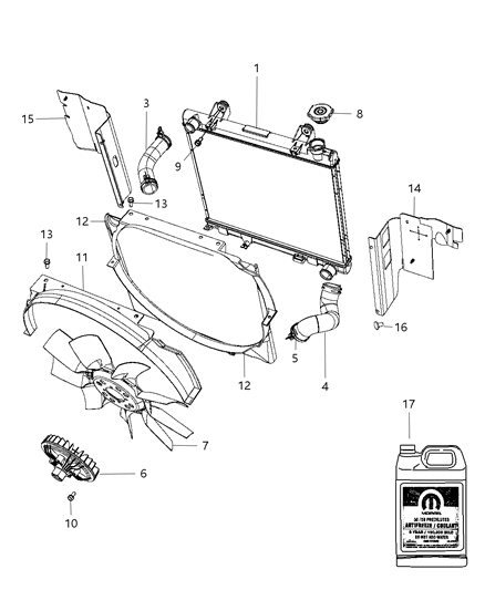 2009 Dodge Dakota  Engine Cooling Radiator Diagram for 52029262AD