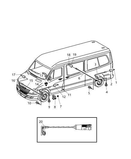2009 Dodge Sprinter 2500 Sensor-Wheel Speed Diagram for 68013735AA