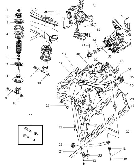 2005 Chrysler PT Cruiser  Suspension Control Arm Diagram for 4656730AH
