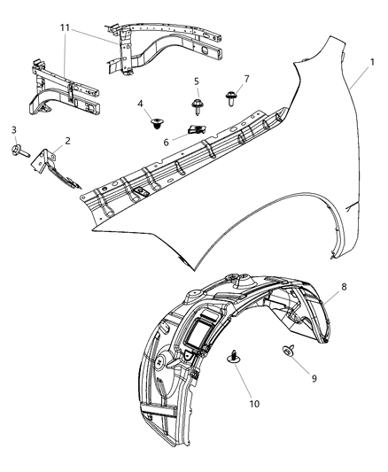 2011 Ram 5500  Shield-WHEELHOUSE Diagram for 68053738AC