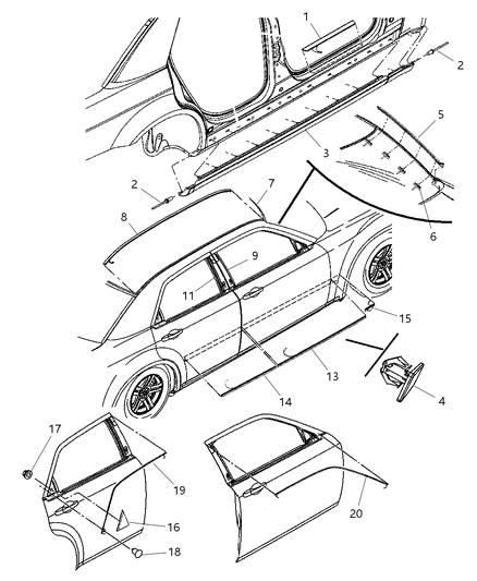 2005 Chrysler 300  APPLIQUE-SILL Diagram for WG14AXRAC