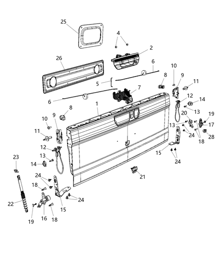 2020 Jeep Gladiator  TAILGATE Diagram for 68375818AB