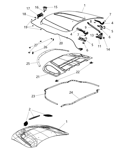 2019 Dodge Durango  Bezel-Hood Diagram for 68309356AB