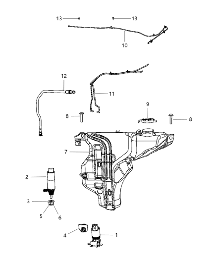2011 Dodge Journey  Hose-Windshield Washer Diagram for 5116306AE
