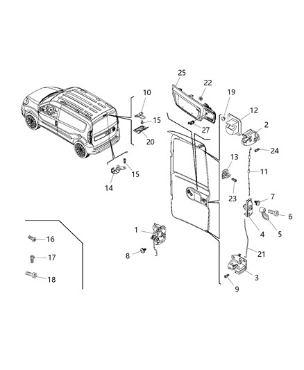 2020 Ram ProMaster City  Cargo Door Latch Diagram for 68464944AA