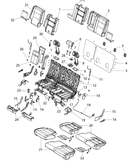 2015 Jeep Grand Cherokee  Rear Seat Back Cover Left Diagram for 5PK45DX9AA