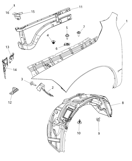 2013 Ram 2500  Panel-Fender Diagram for 68054338AE