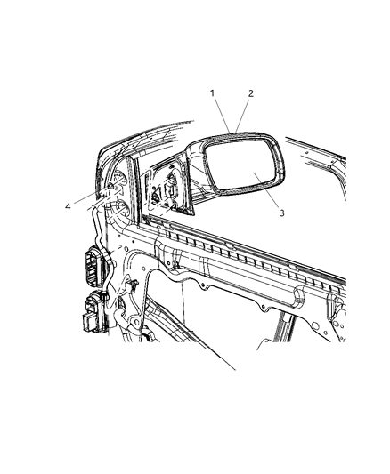 2012 Dodge Journey  Outside Rear View Mirror Diagram for 1CE281AJAD
