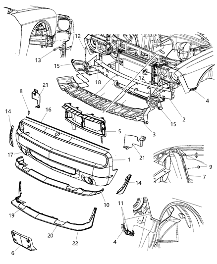 2010 Dodge Challenger  Bracket-FASCIA Support Diagram for 68024342AB