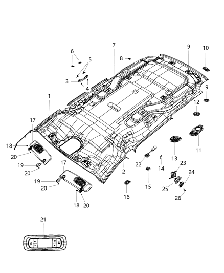 2017 Chrysler Pacifica  Handle-Retaining Diagram for 68226070AC