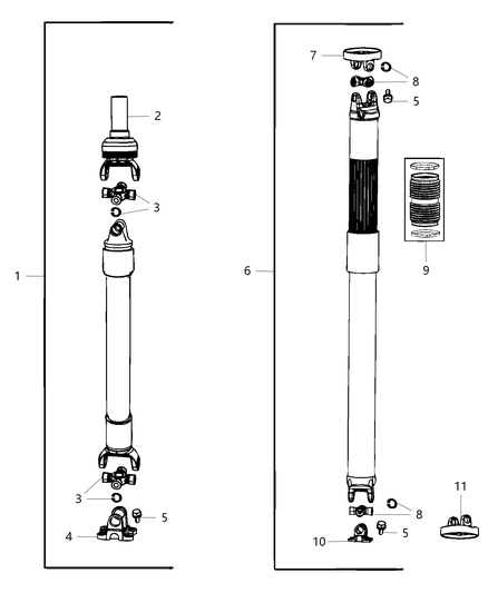 2019 Ram 1500  Rear Drive Shaft Diagram for 52123615AA