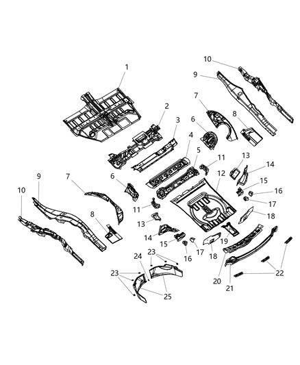 2012 Dodge Durango  Pan-Rear Floor Diagram for 68038944AA