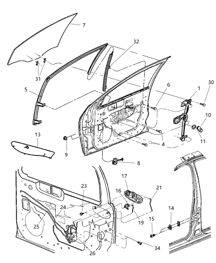 2005 Dodge Neon  Front Door Lock Actuator Diagram for 5008621AE