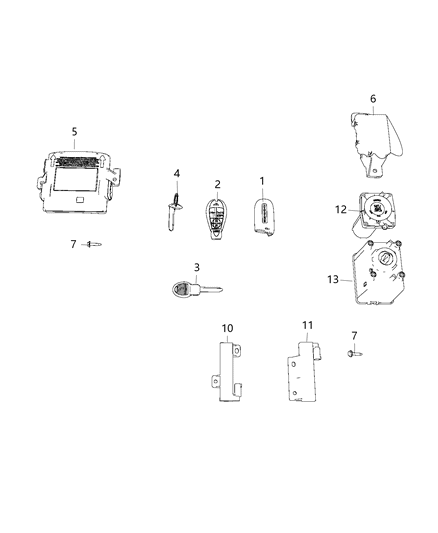 2015 Dodge Dart  Key Fob-Integrated Key Fob Diagram for 56046771AA