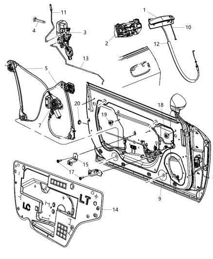 2011 Dodge Challenger  Handle-Front Door Exterior Diagram for 1MZ84GBSAF