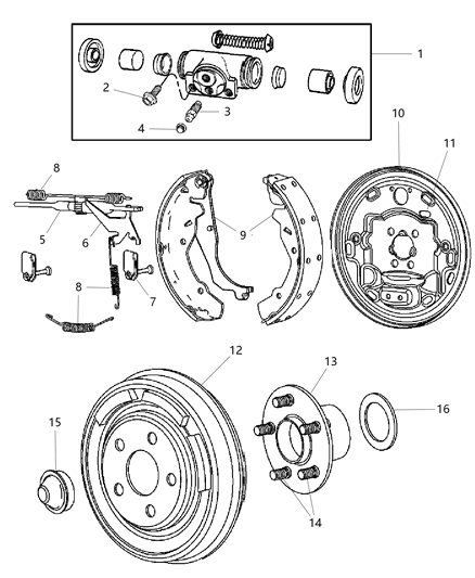 2005 Chrysler PT Cruiser  Wheel Cylinder-Wheel Diagram for 5140708AA