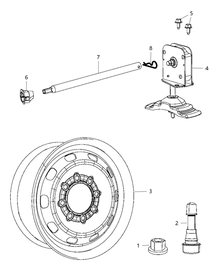 2012 Ram 2500  GROMMET-Spare Tire WINCH Tube Diagram for 52021669AB