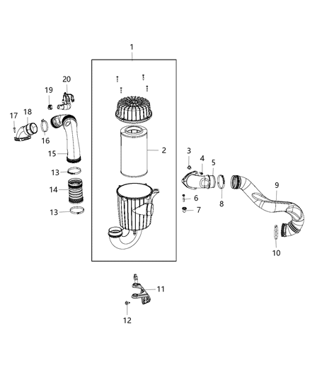 2015 Ram ProMaster 1500  Clamp-Air Cleaner Duct Diagram for 6107008AA