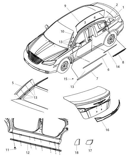2012 Chrysler 200 Molding-Front Door Diagram for 4389932AD