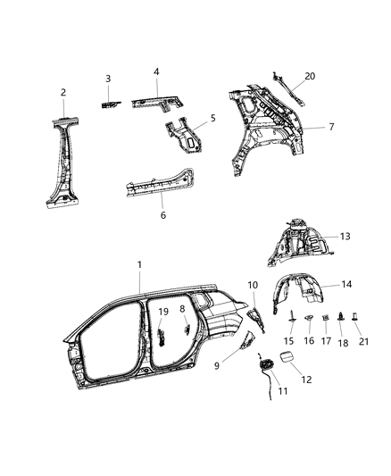 2019 Jeep Compass  Pocket-TAILLAMP Mounting Diagram for 68243564AC