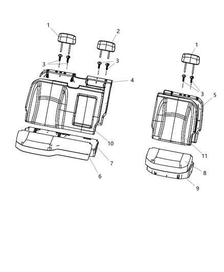 2016 Ram 1500  Seat Cushion Foam Left Diagram for 68050619AA
