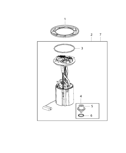 2019 Ram 1500 Fuel Pump/Level Unit Module Kit Diagram for 68399000AB