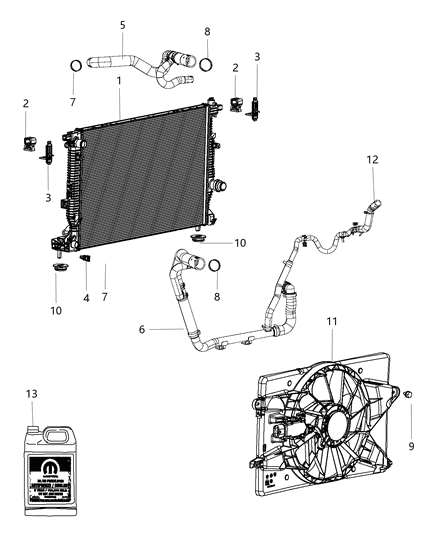 2013 Dodge Dart  Fan-Radiator Cooling Diagram for 68189127AA