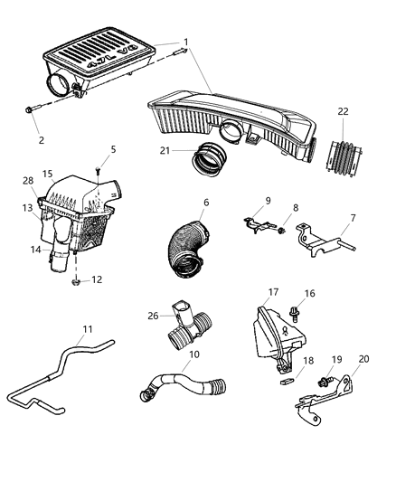2007 Jeep Grand Cherokee  Air Cleaner Hose Diagram for 53013522AC