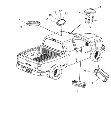 2006 Dodge Ram 2500  Lamp-Dome Diagram for 5JG55BD1AB