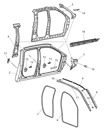 2008 Dodge Ram 3500  Seal-Door Opening Diagram for 55277294AA