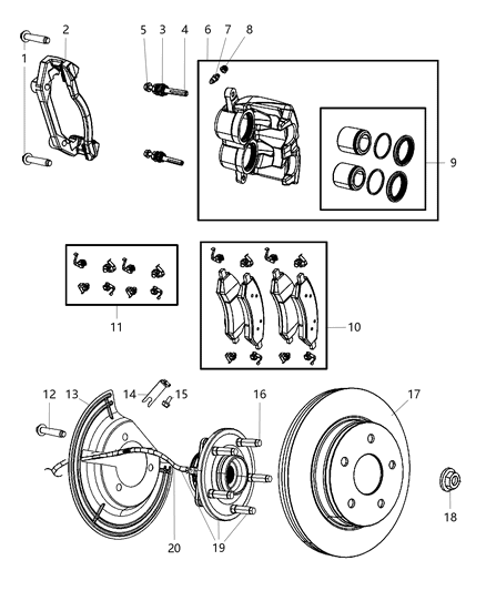 2009 Dodge Ram 1500  HUB/BRG-Brake Diagram for 2AMVH245AA