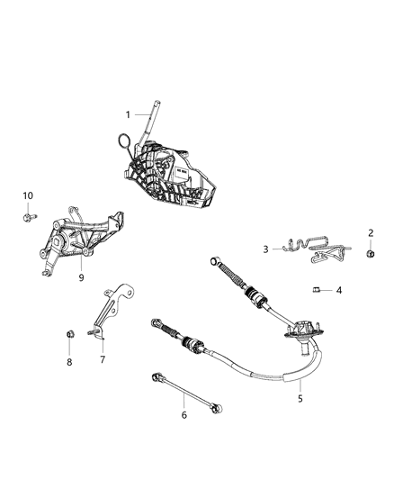 2018 Jeep Wrangler  Transfer Case Shift Cable Diagram for 68281541AB