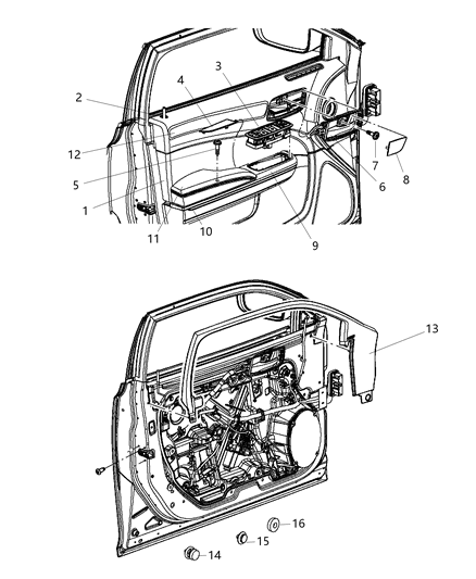 2011 Chrysler 300 Front Door Trim Armrest Diagram for 1WK36HL9AA