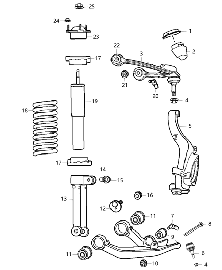 2008 Jeep Liberty  Front Coil Springs Diagram for 52109882AD