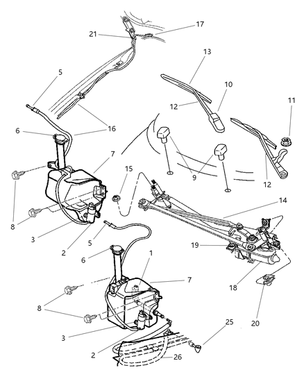 1998 Dodge Stratus  Arm WIPER-WIPER Diagram for 4864778