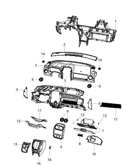 2009 Jeep Patriot  Panel-Instrument Panel Closeout Diagram for 4664365AA