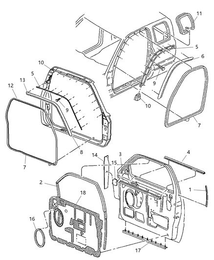 2001 Dodge Ram 1500 WEATHERSTRIP-Door Belt Diagram for 55275504AA