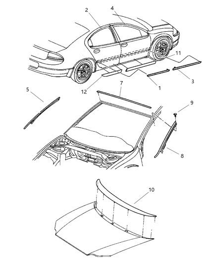2002 Chrysler Concorde  Molding-Front Door Diagram for PT10VLB