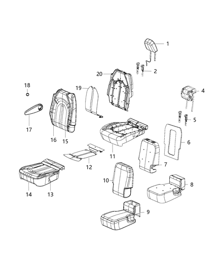 2017 Chrysler Pacifica  Rear Center Seat Cushion Cover Diagram for 6EC67DX9AA
