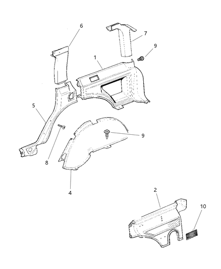 2000 Jeep Cherokee  Panel-C Pillar Diagram for 5GM58LAZAC