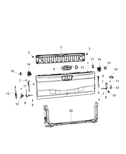 2019 Ram 1500  TAILGATE Hinge Diagram for 68312518AD