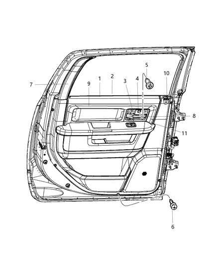 2016 Ram 1500  Cover-Rear Door Fixed Glass Diagram for 1GD82BD1AB