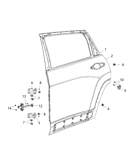 2017 Jeep Cherokee  Door-Rear Diagram for 68110160AD