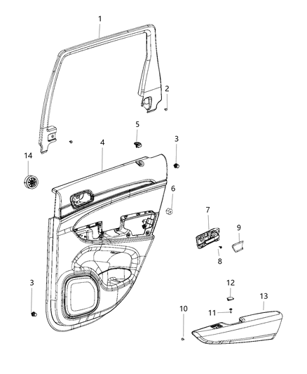 2020 Dodge Durango  Panel-Rear Door Trim Diagram for 6CV803L1AD