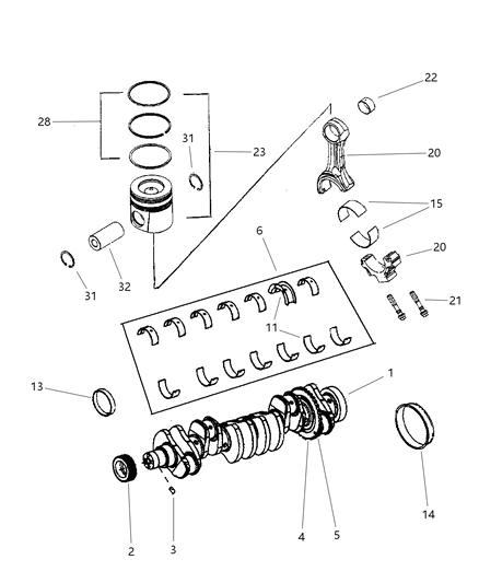 2002 Dodge Ram 3500  Bearing-Connecting Rod Diagram for 4429175