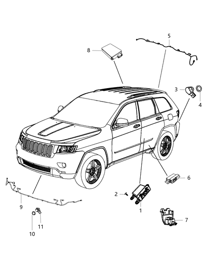 2015 Jeep Grand Cherokee  Harness-Rear FASCIA Diagram for 68143474AA